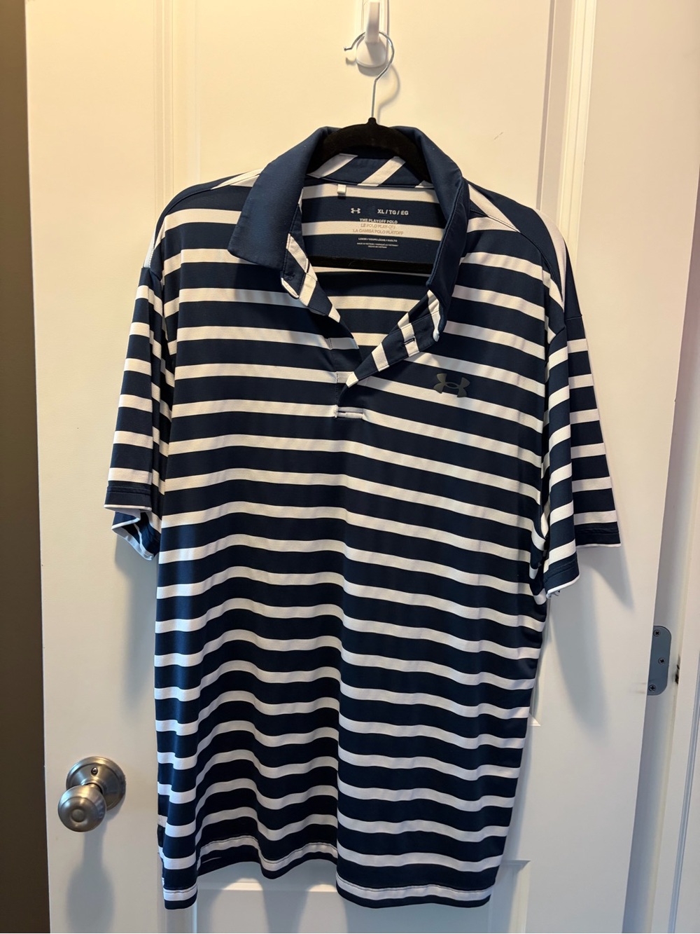 Under Armour Men’s Navy & White Striped Performance Polo